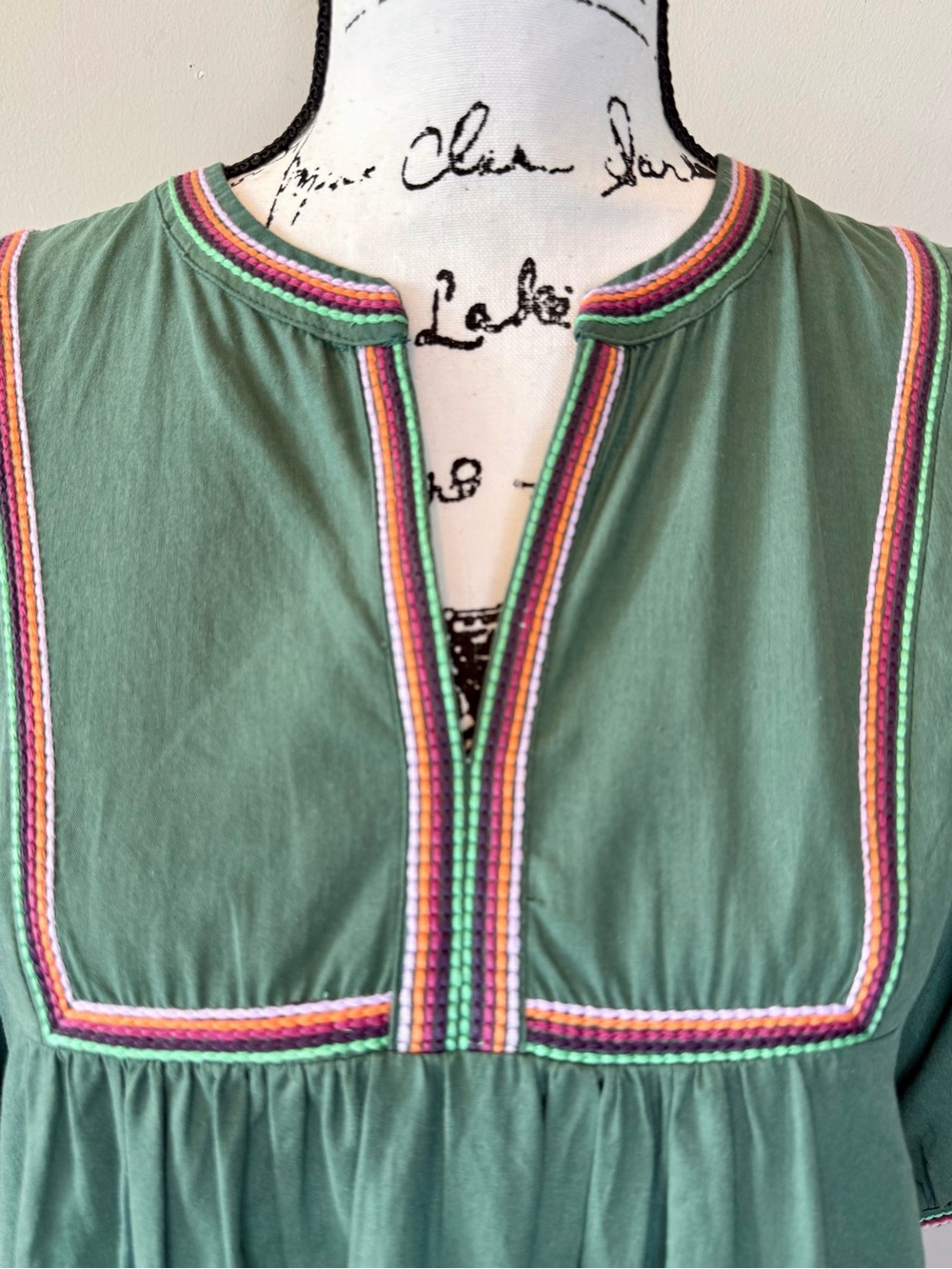 Pinch Meadow Tiered Mini Dress in Hunter Green, Embroidered Cotton. SMALL NWOT - Picture 7 of 17